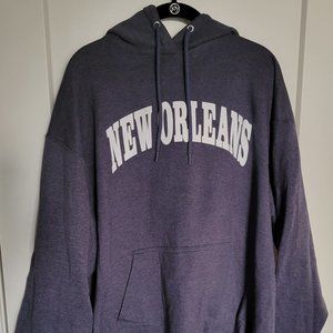 XL Port & Company, New Orleans Grey Blue hoodie sweater.